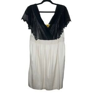 Catherine Malandrino V Neck Dress Black Lace Detail Silk Blend‎ Party Dress 12